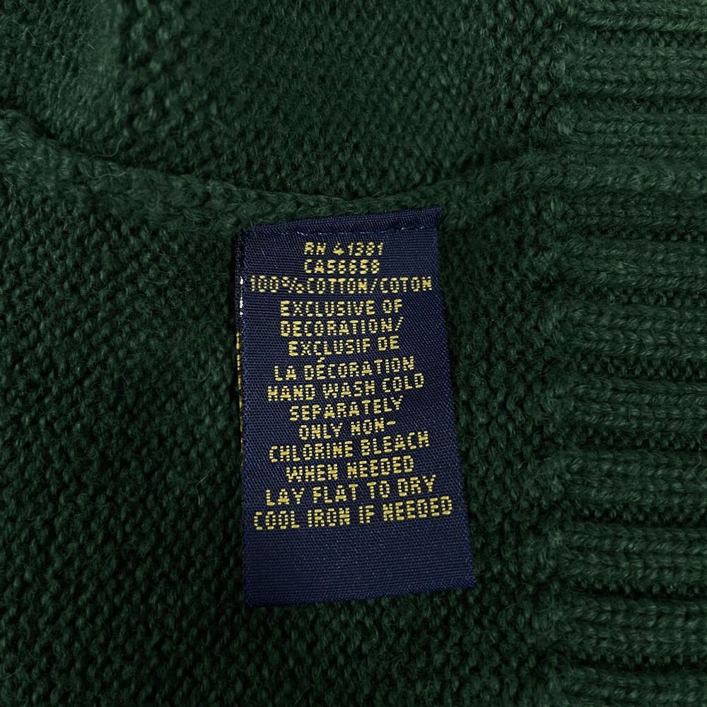 Polo Ralph Lauren Men's Large Green / Blue Pony Tight Knit Pullover Sweater - Picture 6 of 8